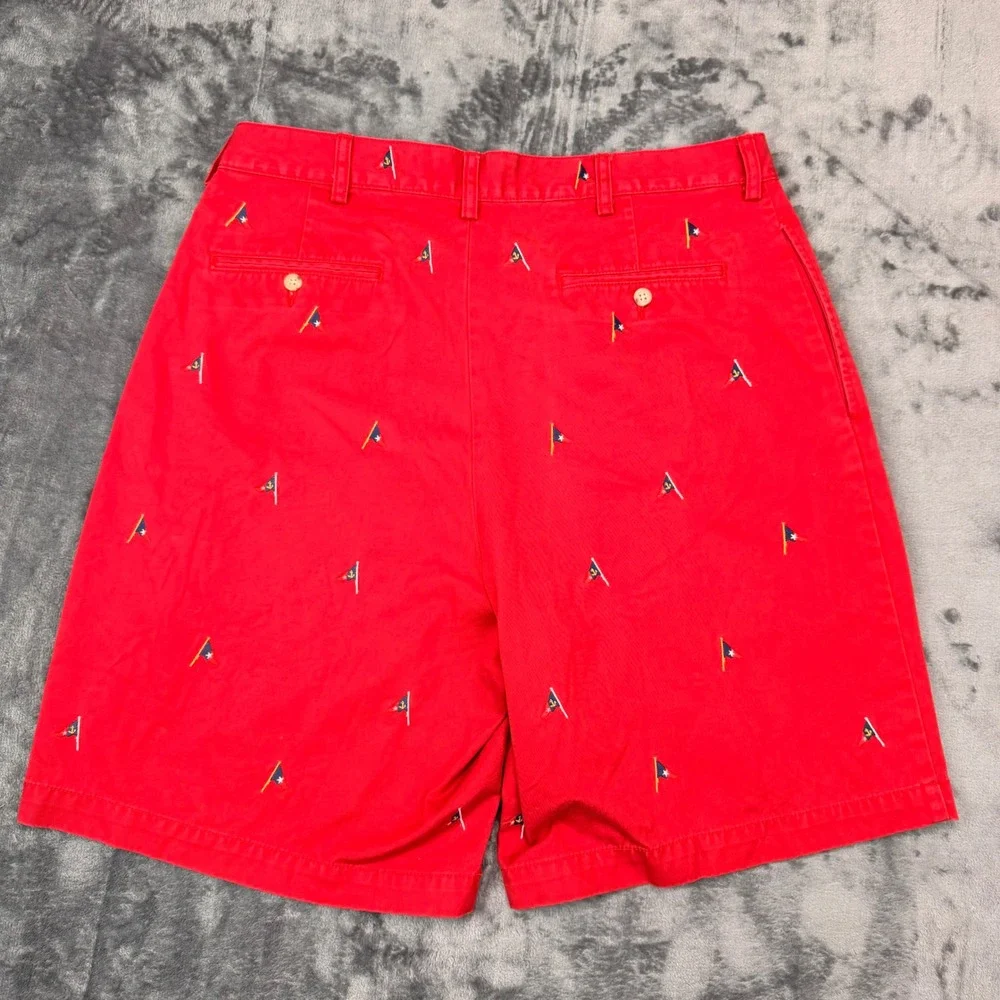 VTG Polo Ralph Lauren Tyler Shorts Mens 35 Red Embroidered Nautical Flag Cotton